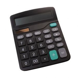 Calculatrice à panneau métallique imprimé avec logo personnalisé, double alimentation, grand écran, 12 touches, machine de calcul à 12 chiffres, batterie solaire de secours - Product Image 2