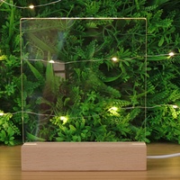 Vente en gros de supports vierges en acrylique pour lampes d'ambiance et veilleuses DIY, personnalisables avec fonction tableau d'affichage effaçable et base en bois LED
