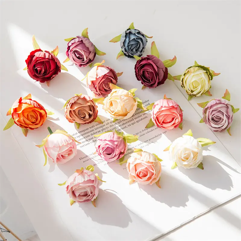 Artificial retro focusing edge rose perianth Silk flower flower Wedding gift box decorated with artificial flowers Wedding