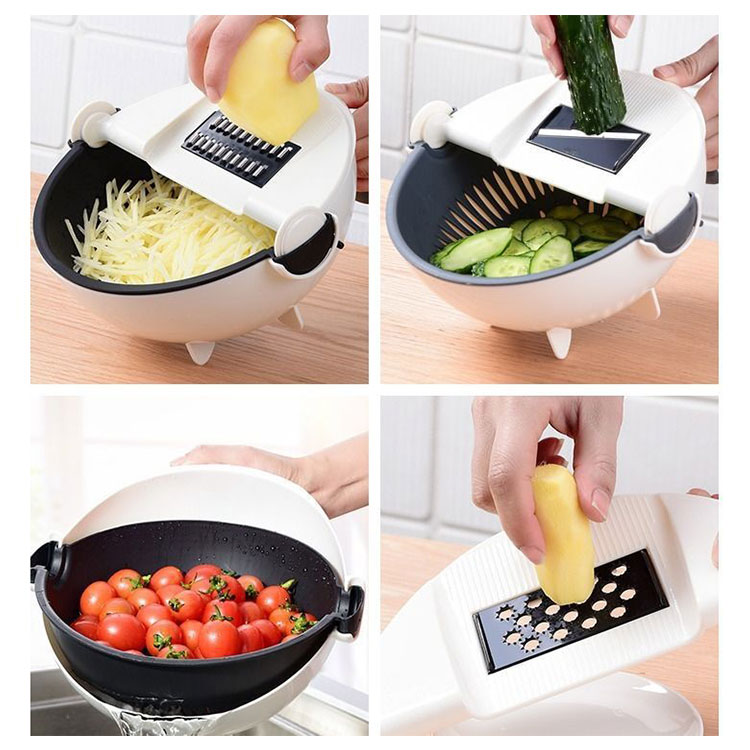 Plastic Sink Drain Basket Multifunctional Vegetable Cutter Gray White