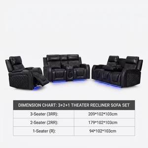 ชุดโซฟาปรับเอนอัจฉริยะ 1+2+3 ที่นั่ง สำหรับห้องนั่งเล่น พร้อมไฟฐาน LED และฟังก์ชั่นชาร์จ USB รุ่น Smart Recliner S - Product Image 3
