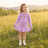 Pull pour tout-petits 2026 Automne/Hiver MP Filles Style pastoral Fait main Pompons Brodés 100% Coton Dessin animé