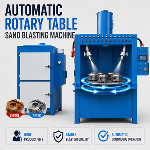 Máquina <span class=keywords><strong>de</strong></span> arenado rotativa automática <span class=keywords><strong>de</strong></span> 12 pistolas con motor para desbarbado <span class=keywords><strong>de</strong></span> piezas <span class=keywords><strong>de</strong></span> fundición a presión e indexación <span class=keywords><strong>de</strong></span> torretas <span class=keywords><strong>de</strong></span> piezas automotrices - Product Image 1
