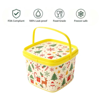 Seau en plastique personnalisé sans BPA avec poignée, pour Noël, contenant alimentaire pour biscuits au gingembre, emballage cadeau pour les fêtes de Noël