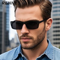 Lunettes de soleil unisexes de haute qualité Rennes UV400, monture en PC noire pleine bordure de luxe avec décorations à rivets pour l'ombrage du soleil en extérieur