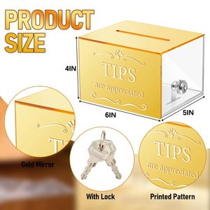 Barattolo di punte in acrilico per la raccolta di punte per donazione del secchio contenitore di raccolta di denaro scatola di suggerimento della lotteria - Product Image 2