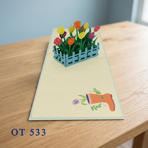 Tarjetas de Felicitación 3D con Diseño de Tulipán, Hechas a Mano en Hanói, Corte Láser, Kirigami, Papel Artesanal, Souvenir, Precio Económico, Viet-craft - Product Image 2