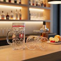 Mug à bière en plastique PS de 500 ml au design classique, avec poignée à sublimation damassée, logo personnalisé, pour fêtes, bars, usage domestique, eau, vin, thé