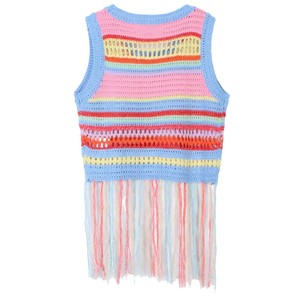 Maglione lavorato a maglia a righe arcobaleno con nappe a <span class=keywords><strong>stella</strong></span>, gilet senza maniche da donna - Product Image 2