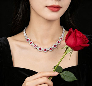 Collier en argent 925 avec rubis cultivés, idéal pour la mode, le quotidien, les fêtes et les festivals – Un excellent cadeau pour les femmes - Product Image 6