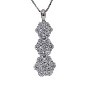 Collar con Colgante Paston de Plata 925 Chapado en Oro con Diseño de 3 Flores y Moissanita, 0.8ct 1ct, Corte Brillante, Joyería Fina de Moda - Product Image 2