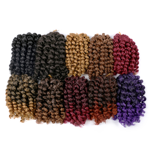 Extensions de cheveux en crochet bouclés, cheveux pour tresses afro, fibres synthétiques, couleur unie <span class=keywords><strong>et</strong></span> ombrée, 8 pouces, <span class=keywords><strong>noir</strong></span>, brun, <span class=keywords><strong>blond</strong></span> - Product Image 5