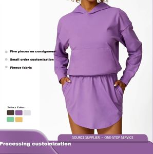 Abbigliamento sportivo da donna <span class=keywords><strong>con</strong></span> cappuccio da palestra felpe Top Jogger <span class=keywords><strong>con</strong></span> tasche grandi fasce elastiche gonna parte inferiore abbigliamento da Tennis - Product Image 2