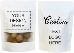 Wholesale Doypack Custom Logo Stand Up Pouch White Kraft Paper Bags With Window Kraft Paper Pouch With Design