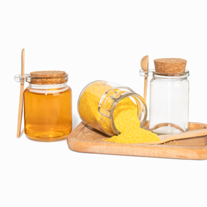 Botella de pudín de leche esmerilada transparente vacía, tarro de vidrio de 250ml con tapa de corcho y cuchara para nueces, alimentos de miel para bodas - Product Image 4