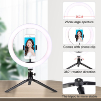 YEAH 10 pouces Table Top Trépied Ringlight USB LED Selfie Anneau Lampe 2700-7000K 3 Modes Flexible Téléphone Stand Table Anneau Lumière