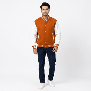 Custom Fashion Leather Sleeve Embroidered College Letterman Varsity <b>Jacket</b> <b>Baseball</b> Bomber <b>Jacket</b> <b>For</b> <b>Men</b> Collarless Customized - Product Image 1