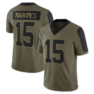 Patrick Mahomes #15 Kansas City 2021 Salute To Service Stitched USA Football Team Limited Player Jersey - Olive