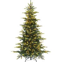 Sapin de Noël artificiel de luxe de 1,8 à 2,7 m de haut, de qualité supérieure, pré-éclairé, avec lumières LED blanc chaud, en PVC et acier, pour la décoration de la maison et des fêtes.