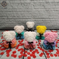 TC 25cm 40cm Ours en mousse PE personnalisé avec fleurs artificielles en forme de cœur, roses, décorations de mariage, cadeaux Saint-Valentin et Fête des Mères, ours en roses Teddy