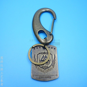 Custom Zinc Alloy Carabiner Keychain Rectangle Bronze Embossing Printing Hard Wearing Metal <b>Key</b> <b>Chain</b> - Product Image 3