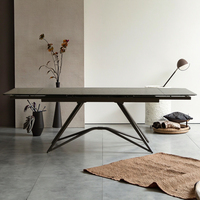 Meubles de salle à manger modernes et luxueux sur mesure, pieds en métal pliables, plateau en céramique, table en verre trempé, 10 places