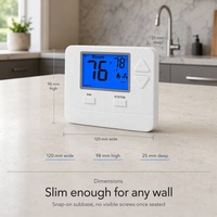 Thermostat intelligent numérique non programmable WIFI STN721W Riseem TUYA pour pompe à chaleur, 2 chauffages, 1 refroidissement