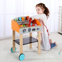 Juego de rol de cocina, juego de barbacoa de madera, juguetes educativos, 4 juegos, TL467 3 + 50x50x32cm / 0.08CBM