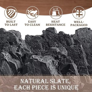 Sous-verres en <span class=keywords><strong>ardoise</strong></span> noire Sous-verres en pierre carrés en vrac Sous-verres de bar faits à la main rustiques - Product Image 2