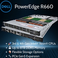 Serveur en rack Dell PowerEdge R660 1U avec processeur Intel Xeon, 16 Go de mémoire DDR5, SSD d'entreprise, haute performance pour centre de données