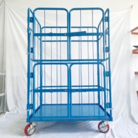 Cage roulante de stockage pour supermarché, capacité de charge de 500 kg, bac à roulettes pour buanderie, chariot à roulettes pliable