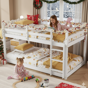 Современная деревянная двухъярусная кровать (низкая) с регулируемой высотой, с защитными бортиками, для общежитий и небольших помещений, без пружинного блока - Product Image 5