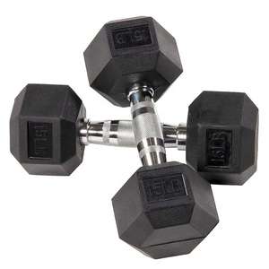 Conjunto de Halteres Hexagonais Personalizados com Logo TOPTONS Equipamento de Academia & Treinamento de Musculação Halteres de Borracha - Product Image 1