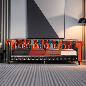 أريكة تشيسترفيلد مطابقة ألوان عشوائية لبار الويسكي وصالة السيجار والأثاث الجلدي الإبداعي للفنادق الخشبية - Product Image 4