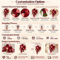 Élégante Composition Florale de Mariage en Cascade de Style Français Vintage Bourgogne, Fleurs Artificielles Faites à la Main, Personnalisable pour la Décoration de Mariage d'Automne