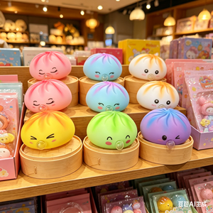 Expression Blowing Bubble Dumpling Squishy pour les distributeurs, les centres de divertissement, les cadeaux de marque, les marques privées, OEM, ODM, vente en gros en vrac - Product Image 2