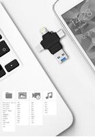 Unidad Flash USB 2.0 4 en 1 Multi OTG Tipo C para Teléfono Móvil, para Apple y Android, Tipo C USB 2.0, 16GB 32GB 64GB 128GB Memoria Flash