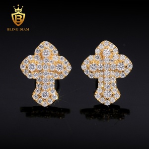 Ready to Ship Fine Jewelry Rose Gold Plated 925 Sterling <strong>Silver</strong> Vvs Moissanite Cross <strong>Small</strong> Earrings <strong>Stud</strong> for Man Women - Product Image 6