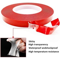 Cinta Adhesiva Nano Impermeable Roja de Doble Cara, Resistente al Calor, Lavable y Reutilizable de 5m para Unir Alfombras, Pósters de Pared y Uso Doméstico