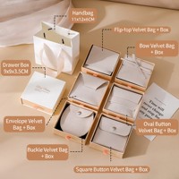 Boîte à bijoux en papier rigide avec pochette en velours, boîte d'emballage pour bijoux avec logo personnalisé pour bague, collier, boucles d'oreilles