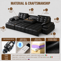 2026 Neues Italienisches Minimalistisches Zero-Wall Elektrisches Ledersofa Smart Relaxliege Wohnzimmermöbel Schwarz Vollnarbiges Metall