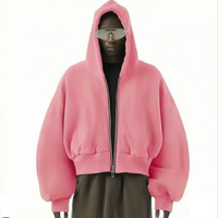 Sweat à capuche zippé oversize pour homme, style streetwear, en molleton de coton, vintage, épaules tombantes, plusieurs couleurs, OEM