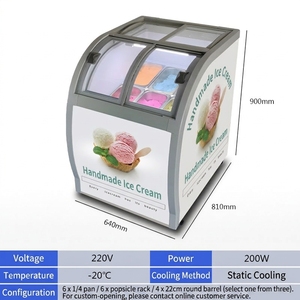 Vitrine Réfrigérée Commerciale YINZHENG pour Crèmes Glacées et Gelatos Italiens, Congélateur à Refroidissement Direct - Product Image 2