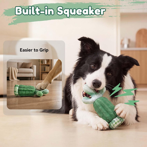 Jouet à mâcher durable en caoutchouc en forme de cactus, saveur bœuf, avec logo personnalisé, pour chiens agressifs, pour le nettoyage des dents - Product Image 1