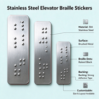 Autocollant Braille en Acier Inoxydable pour Ascenseur, Boutons Tactiles Accessibles, Étiquette Braille ADA Personnalisable pour Aveugles