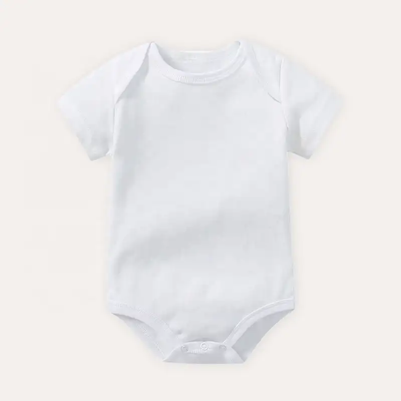 Macacão de algodão orgânico certificado, roupas para bebês recém-nascidos, meninos e meninas, manga curta, branco, unissex
