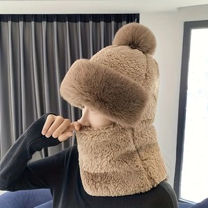 Gorros de senderismo de Invierno para <span class=keywords><strong>mujer</strong></span>, gorros cálidos de lana con gorros de bufanda, calentador de <span class=keywords><strong>cuello</strong></span> para hombres y niños, gorros Skullies - Product Image 4