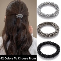 Coleteros de cristal con purpurina, coleteros apilables, pulseras elásticas con cuentas, sujetadores de cola de caballo, bandas para el cabello con diamantes de imitación brillantes