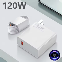 Harga Pabrik Adaptor Daya Cepat 120W Pengisi Daya Dinding Kabel 6A Super Cepat 120W Pengisi Daya Ponsel untuk Mi Terbuat dari Bahan ABS 9V/2A