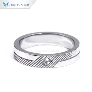 Fascia da sposa da uomo con intaglio Tianyu 3mm DEF taglio VVS-VS principessa Diamond Lab HPHT Custom anelli di fidanzamento femminili gioielli raffinati